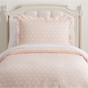 POTTERY BARN KIDS twin duvet cover , organic heart, blush.
